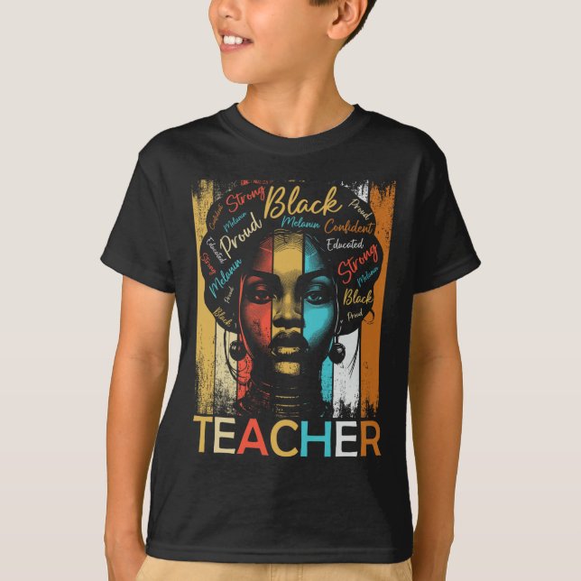 Black History Teacher African American Women Dashi T-Shirt (Front)