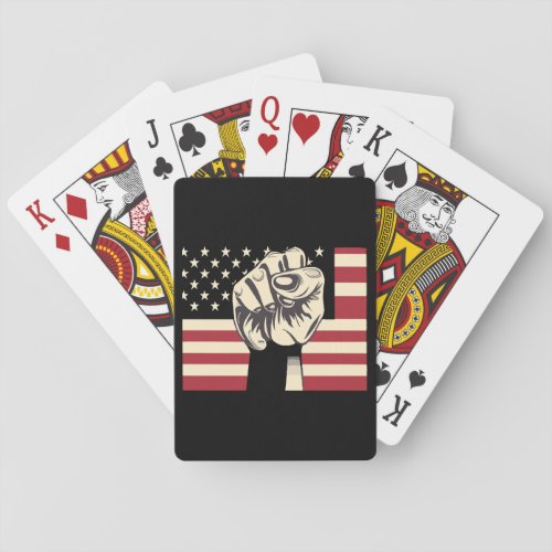 Black History US Flag Fist  Playing Cards