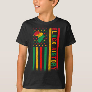 Black History Usa American Flag Month African Men T-Shirt