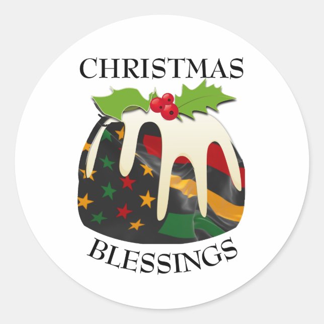 Black History USA Flag CHRISTMAS PUDDING Classic Round Sticker (Front)
