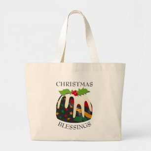 Black History USA Flag CHRISTMAS PUDDING Large Tote Bag
