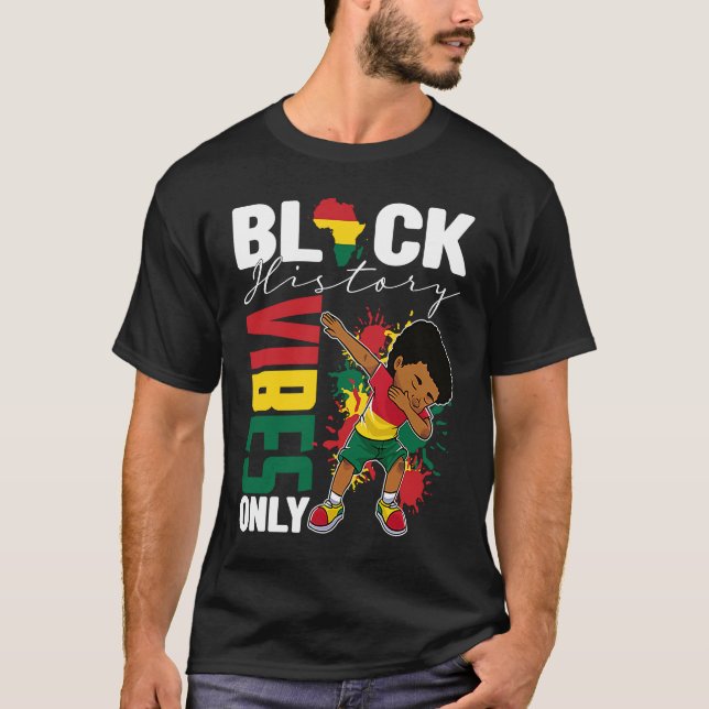 Black History Vibes Only BHM BLM Little Dabbing Me T-Shirt (Front)