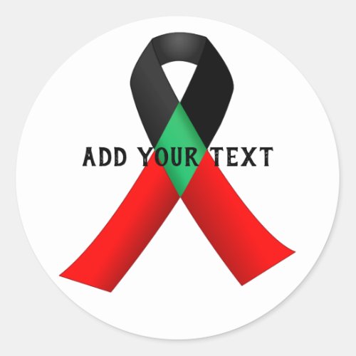 Black HIVAIDS Awareness Ribbon Classic Round Sticker
