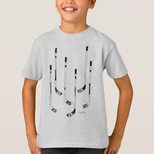 Black Hockey Sticks Kids Youth T_Shirt
