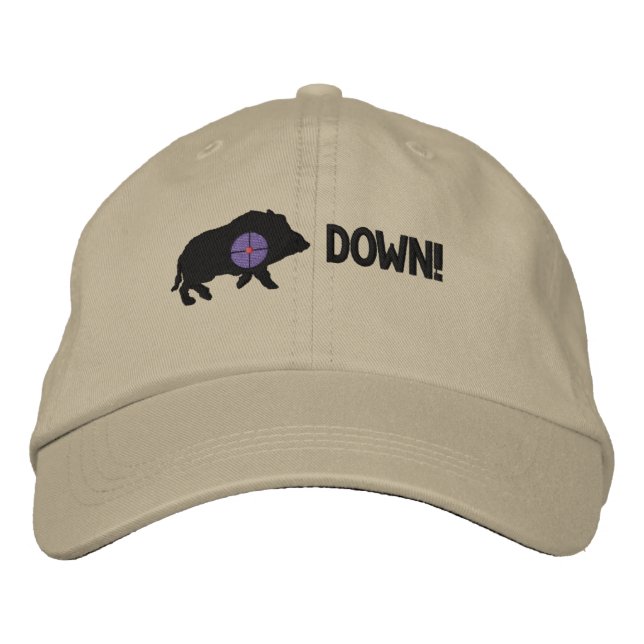 Black Hog Down! Embroidered Baseball Hat (Front)