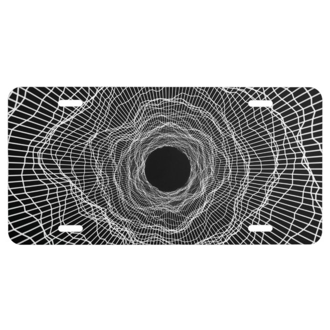 Black hole 3 -futuristic space- Black and White License Plate (Front)