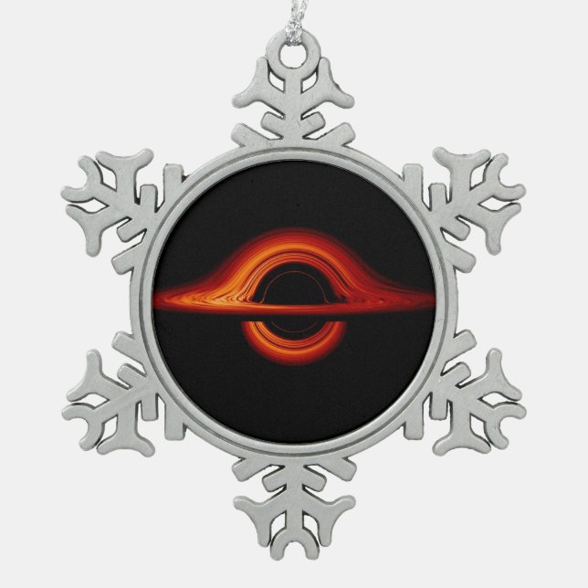 Black Hole Accretion Disk Snowflake Pewter Christmas Ornament (Front)
