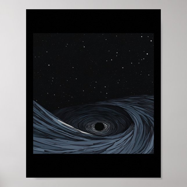 Black Hole Anime Style Sticker  Poster (Front)