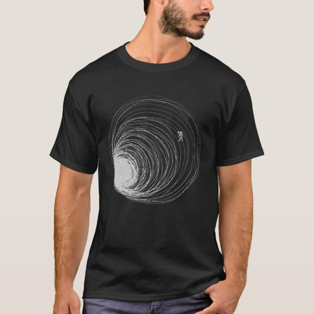 Black Hole Astronaut Lost Space Illustration Unive T-Shirt (Front)