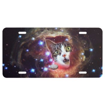 Black Hole Cosmic Space Cat Car  License Plate by LOL_Cats_And_Friends at Zazzle
