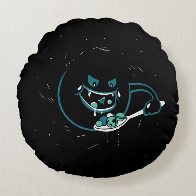 Black Hole Devours Round Pillow (Front)