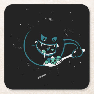 Black Hole Devours Square Paper Coaster