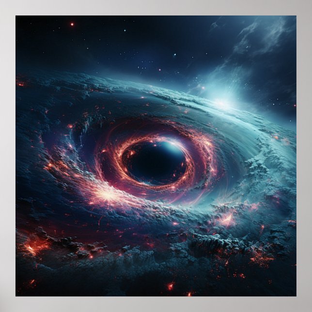 Black Hole Eating a Solar System Art Poster (Front)