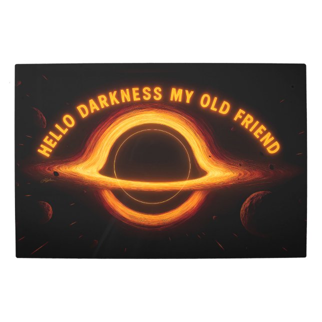 Black Hole Interstellar Conversation Metal Print (Front)