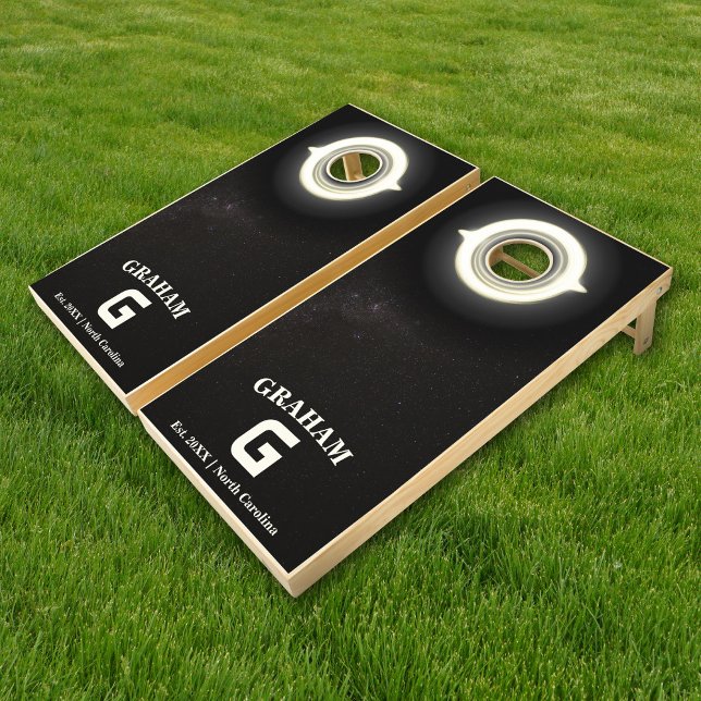 Black Hole Universe Outer Space Monogram Custom Cornhole Set (Creator Uploaded)