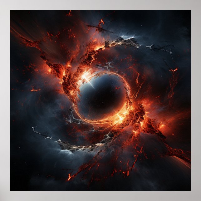 Black Hole Worm Hole Art Orange Poster (Front)