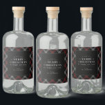 Black Holiday Plaid Christmas Liquor Bottle Label<br><div class="desc">Black Holiday Plaid Christmas Beverage Labels. White typography on black background with coordinating holiday plaid pattern border.</div>