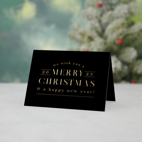 Black Holiday Plaid Photo Foil Christmas Card