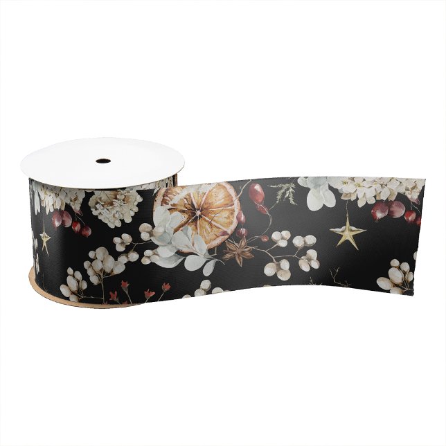 Black Holiday Ribbon (Boho Botanical Return Address Envelope
)