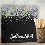 Black Holographic Glitter 3 Ring Binder<br><div class="desc">Every business owner needs a binder for organizing customer orders and receipts. Brand your jewelry business with this trendy holographic glitter design that can be personalized with your business name in a hand-lettered font.</div>