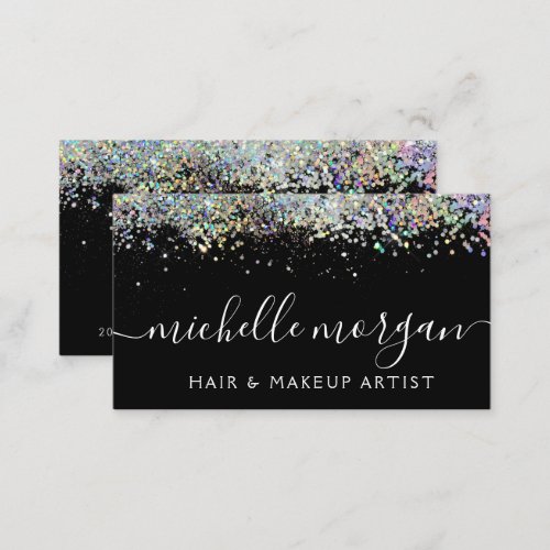 Black Holographic Glitter Hair  Makeup Calling Card