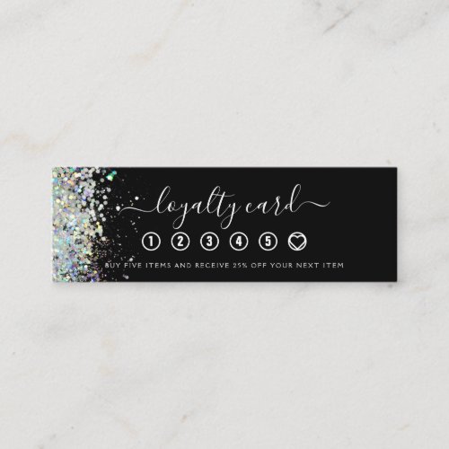 Black Holographic Glitter Hand Lettering Circles Loyalty Card