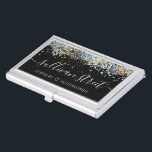 Black Holographic Glitter Jewelry Boutique Business Card Case<br><div class="desc">Brand your jewelry business with this trendy holographic glitter design that can be personalized with your business name in a hand lettered font.</div>