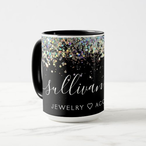 Black Holographic Glitter Jewelry Boutique Mug