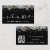 Black Holographic Glitter Business Card | Zazzle