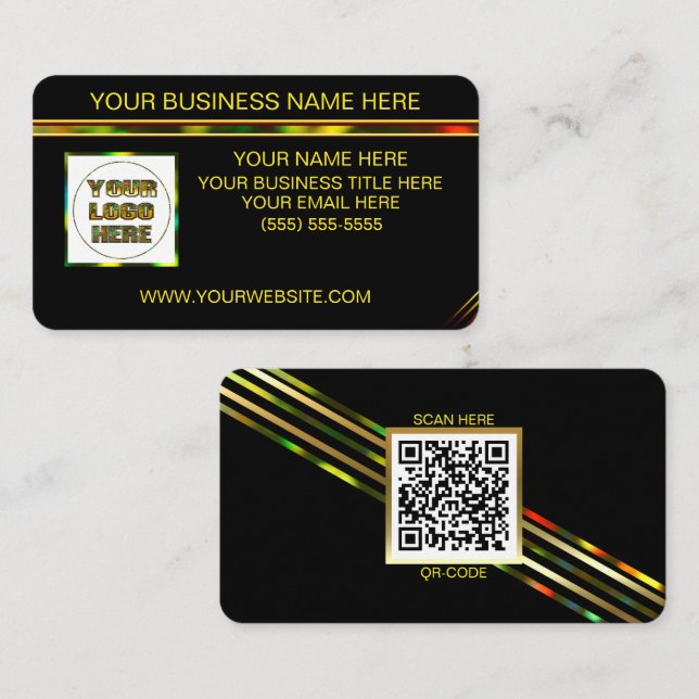 Black Holographic Personalized Business Card (Front/Back)