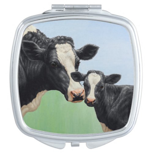 Black Holstein Cow  Cute Calf Compact Mirror