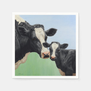 Black Holstein Cow & Cute Calf Napkins