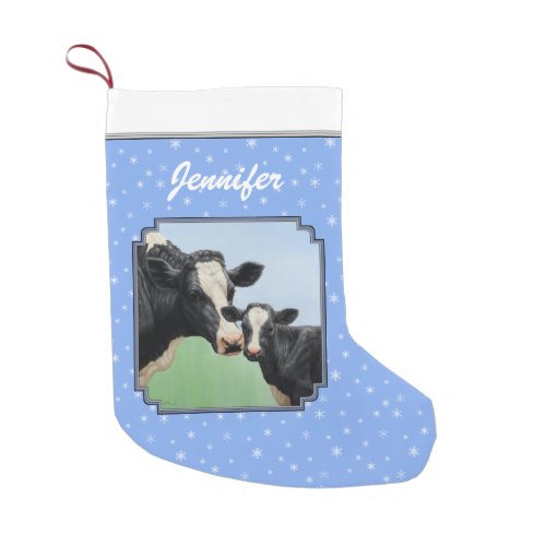 Black Holstein Cow  Cute Calf Small Christmas Stocking