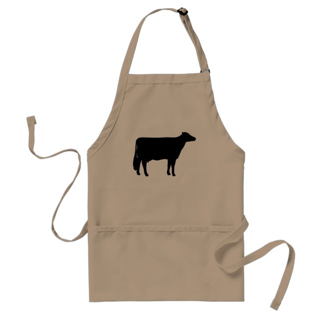 Black Holstein Cow Silhouette Adult Apron (Front)
