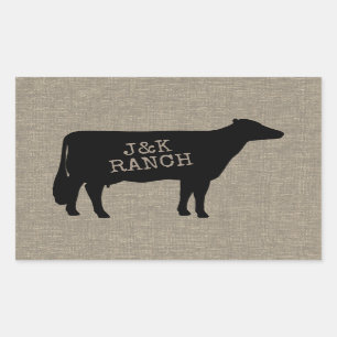 Black Holstein Cow Silhouette Personalized Rectangular Sticker