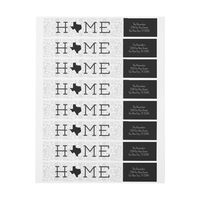 Black HOME Texas Wrap Around Label (Sheet)