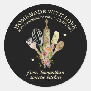 Black Homemade with love Catering Bakery Chef Classic Round Sticker