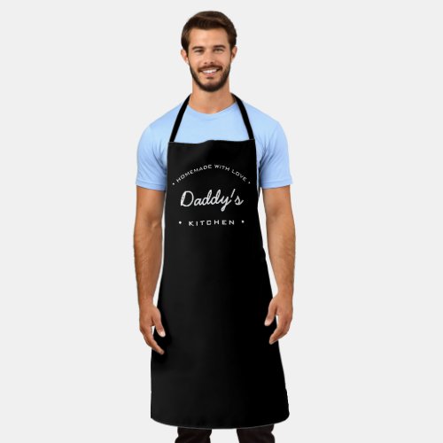 Black Homemade with Love Daddys Kitchen Apron