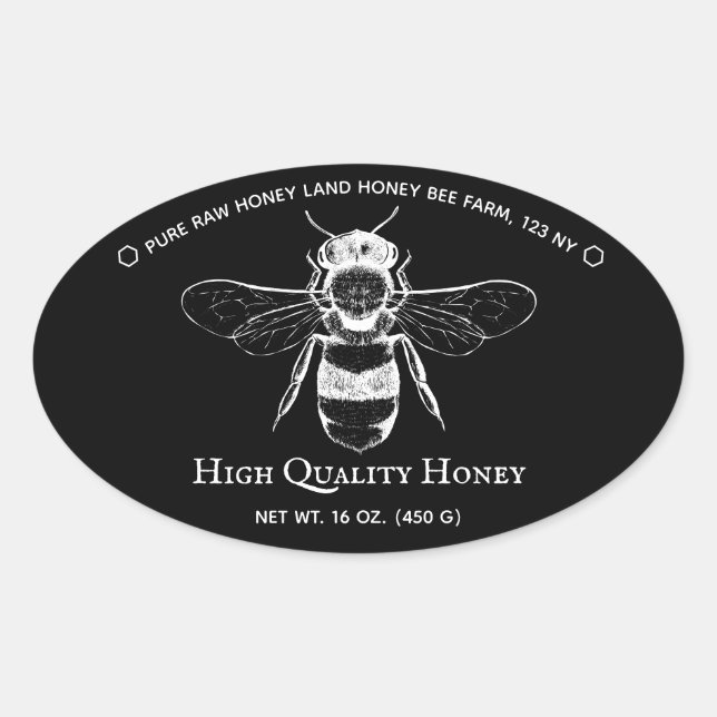 Black Honey Jar Boho Beekeeper Oval Sticker (Front)