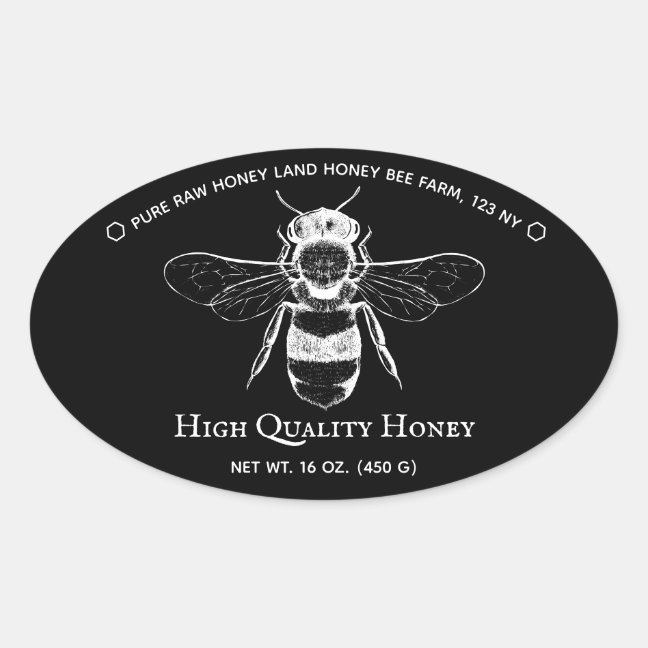 Black Honey Jar Boho Beekeeper Oval Sticker