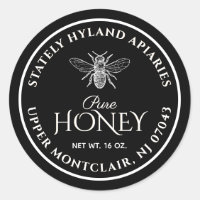 Black Honey Label White Vintage Bee