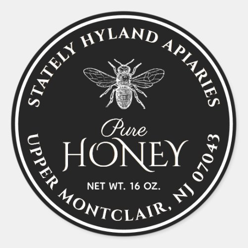 Black Honey Label White Vintage Bee