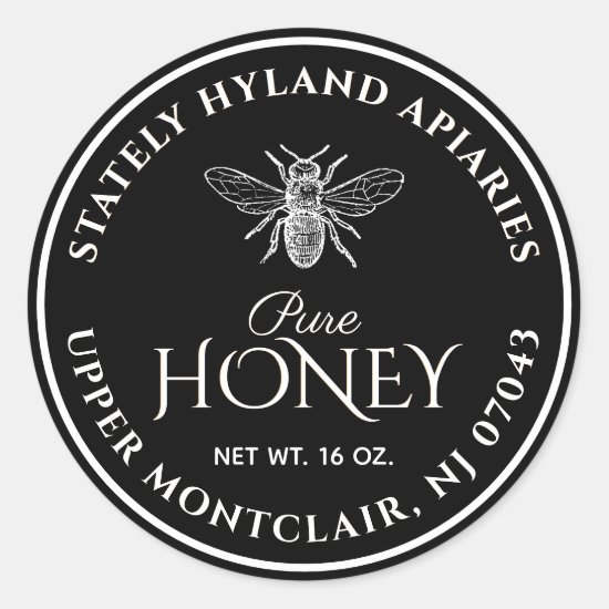 Black Honey Label White Vintage Bee