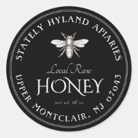 Black Honey Label White Vintage Bee