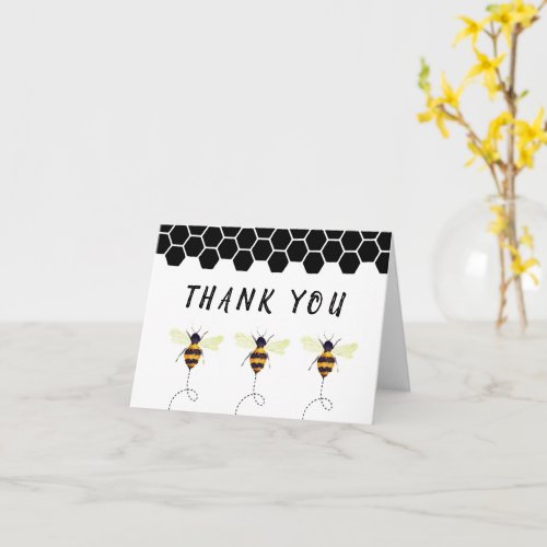 Black Honeycomb Design Honeybee Thank You Card