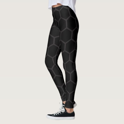 Black Honeycomb Hexagon Trendy Pattern Leggings