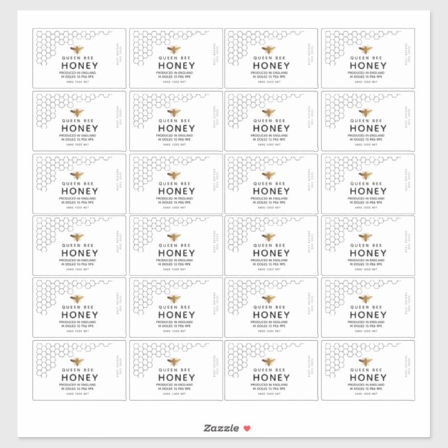 Black Honeycomb Transparent Honey Bee Label 8x5cm (Sheet)