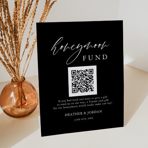 Black Honeymoon Wish QR Code Sign