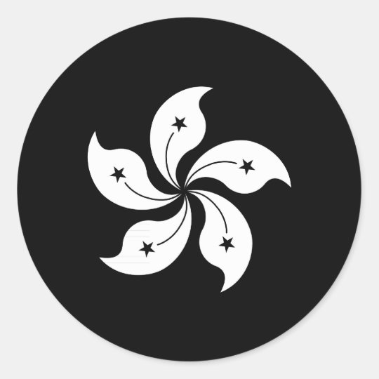 Black Hong Kong Orchid Flower Regional Flag Classic Round Sticker