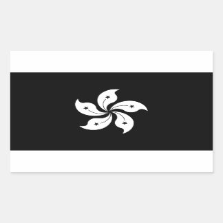 Black Hong Kong Orchid Flower Regional Flag Rectangular Sticker